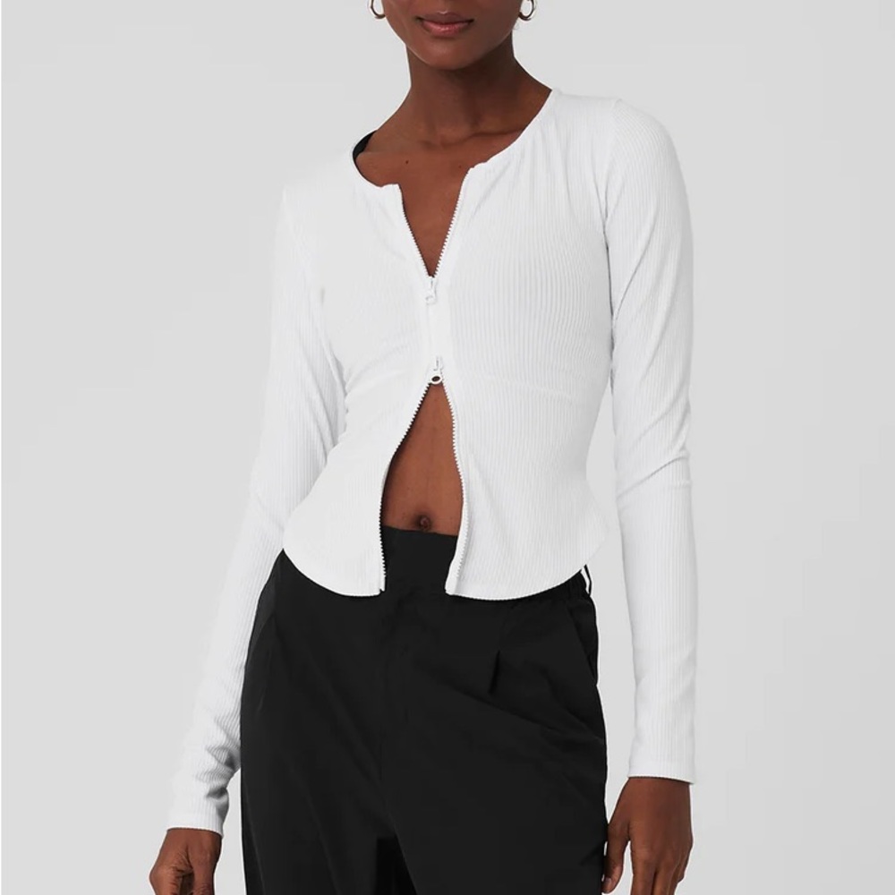 NWT ALO Yoga Ribbed Stardust Jacket in White
